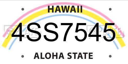 4SS7545 Hawaii License Plate