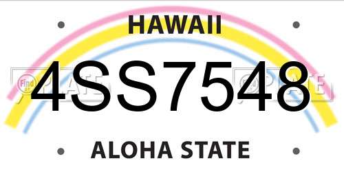 4SS7548 Hawaii License Plate