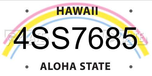 4SS7685 Hawaii License Plate