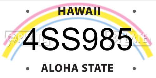 4SS985 Hawaii License Plate