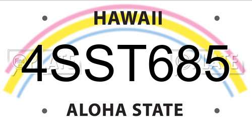 4SST685 Hawaii License Plate