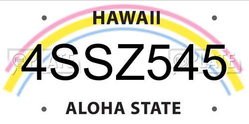 4SSZ545 Hawaii License Plate
