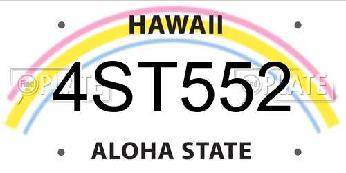 4ST552 Hawaii License Plate