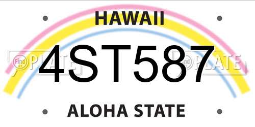 4ST587 Hawaii License Plate