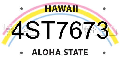 4ST7673 Hawaii License Plate