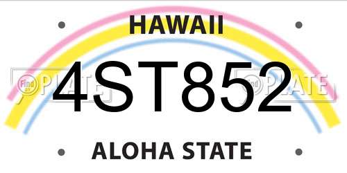 4ST852 Hawaii License Plate