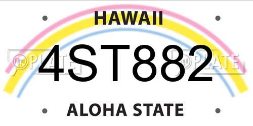 4ST882 Hawaii License Plate