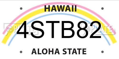 4STB82 Hawaii License Plate