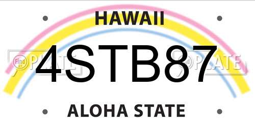 4STB87 Hawaii License Plate
