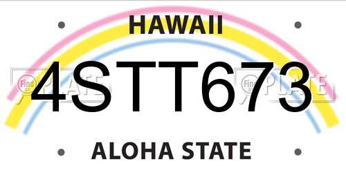 4STT673 Hawaii License Plate