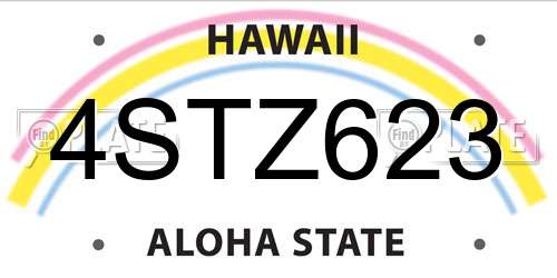 4STZ623 Hawaii License Plate