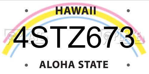 4STZ673 Hawaii License Plate