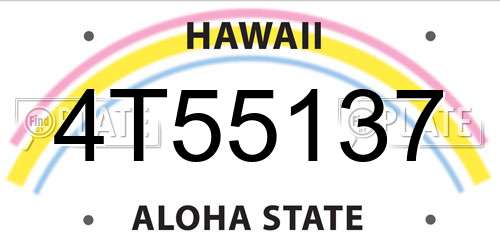 4T55137 Hawaii License Plate