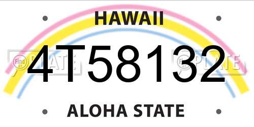 4T58132 Hawaii License Plate