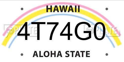 4T74G0 Hawaii License Plate