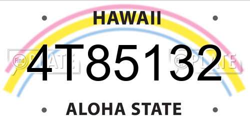 4T85132 Hawaii License Plate