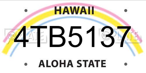 4TB5137 Hawaii License Plate