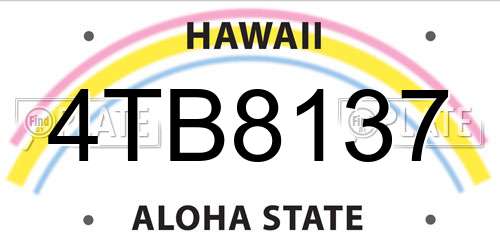 4TB8137 Hawaii License Plate