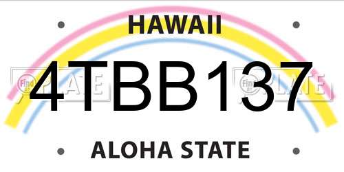 4TBB137 Hawaii License Plate