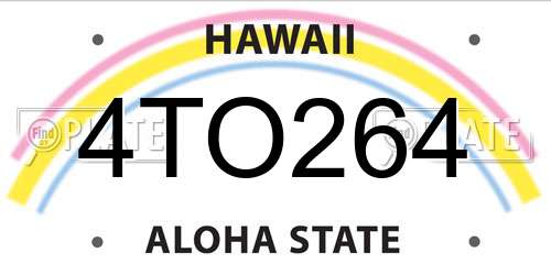 4TO264 Hawaii License Plate