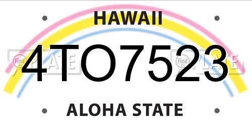 4TO7523 Hawaii License Plate
