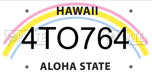4TO764 Hawaii License Plate