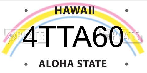 4TTA60 Hawaii License Plate