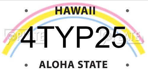 4TYP25 Hawaii License Plate