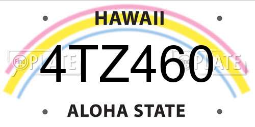 4TZ460 Hawaii License Plate