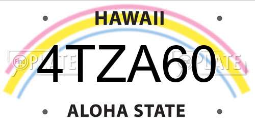 4TZA60 Hawaii License Plate