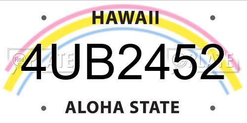 4UB2452 Hawaii License Plate
