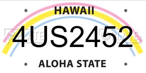 4US2452 Hawaii License Plate