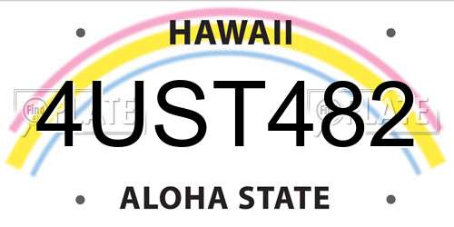 4UST482 Hawaii License Plate