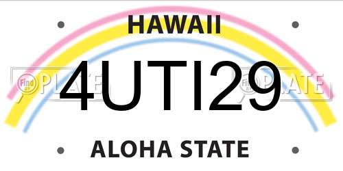 4UTI29 Hawaii License Plate