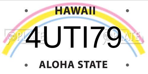 4UTI79 Hawaii License Plate
