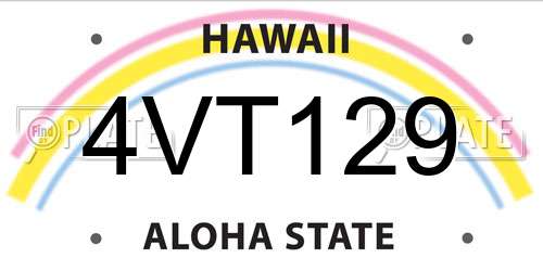 4VT129 Hawaii License Plate