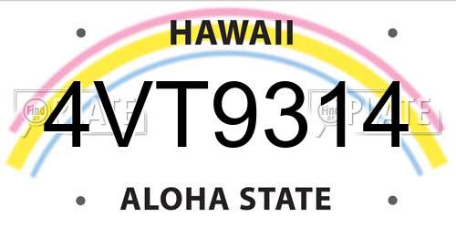 4VT9314 Hawaii License Plate