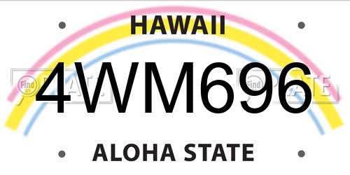 4WM696 Hawaii License Plate