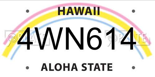4WN614 Hawaii License Plate