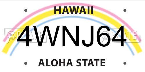4WNJ64 Hawaii License Plate