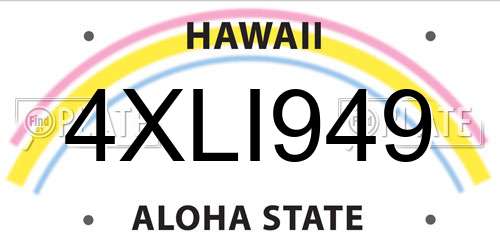 4XLI949 Hawaii License Plate