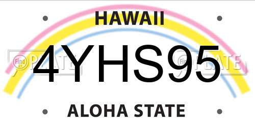 4YHS95 Hawaii License Plate