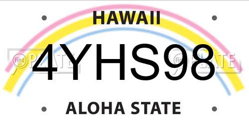 4YHS98 Hawaii License Plate