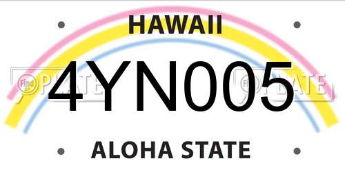 4YN005 Hawaii License Plate