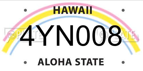 4YN008 Hawaii License Plate