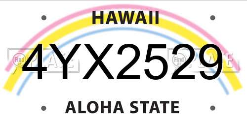 4YX2529 Hawaii License Plate