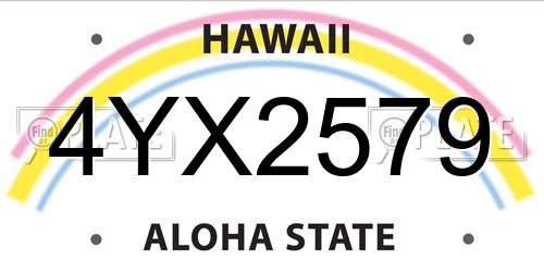 4YX2579 Hawaii License Plate