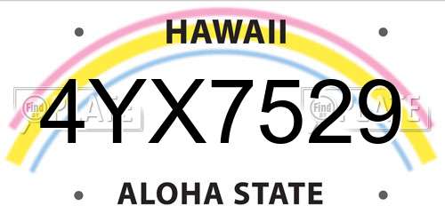 4YX7529 Hawaii License Plate