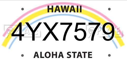 4YX7579 Hawaii License Plate