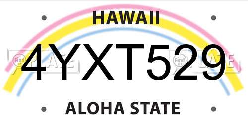4YXT529 Hawaii License Plate